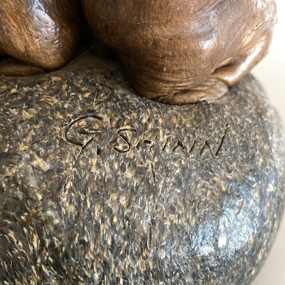 Gloria Shinn Wax Carved Sculpture 3 Seals Sea Lions on a Rock Vintage Art Piece - Picture 6 of 11